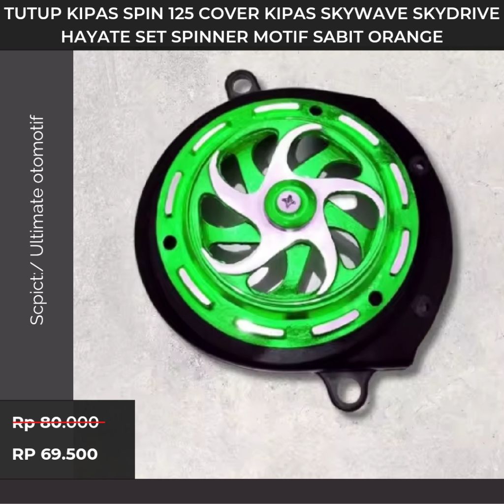 Promo  Tutup Kipas Spin 125 Cover Kipas Skywave Skydrive Hayate Set Spinner Motif Sabit Orange