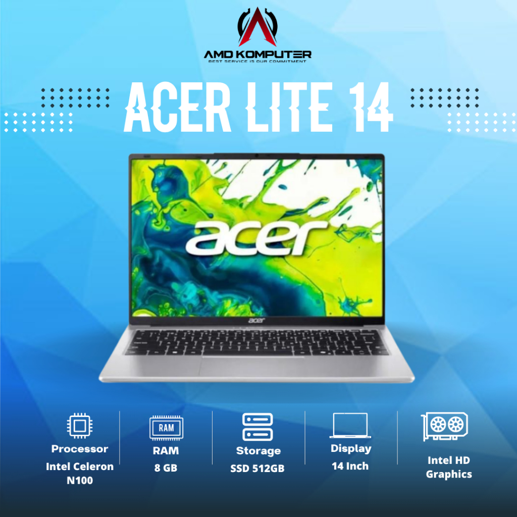 PROMO LAPTOP ACER ASPIRE LITE 14 Intel N100 8GB 512GB 14inch FHD Second Like New LP002