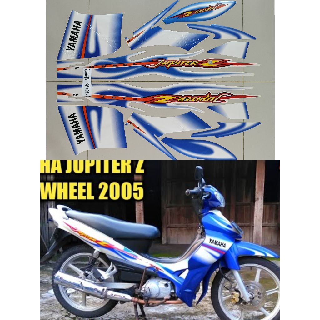 striping stiker polet Lisebody jupiter z cw 2005 putih biru Merk AJS termurah tahan pernis clear lap