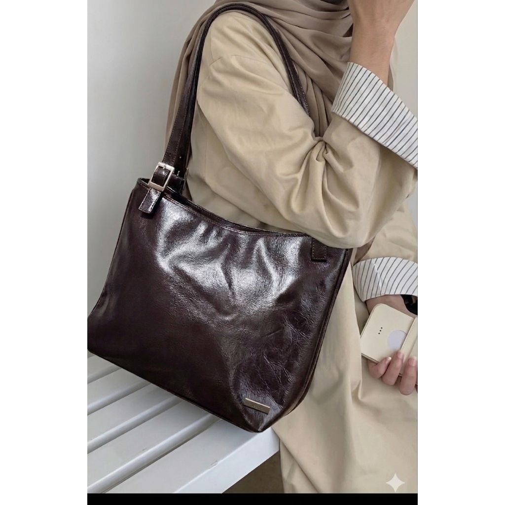 Shoulder bag Ssamzie kulit coffe /dark brown
