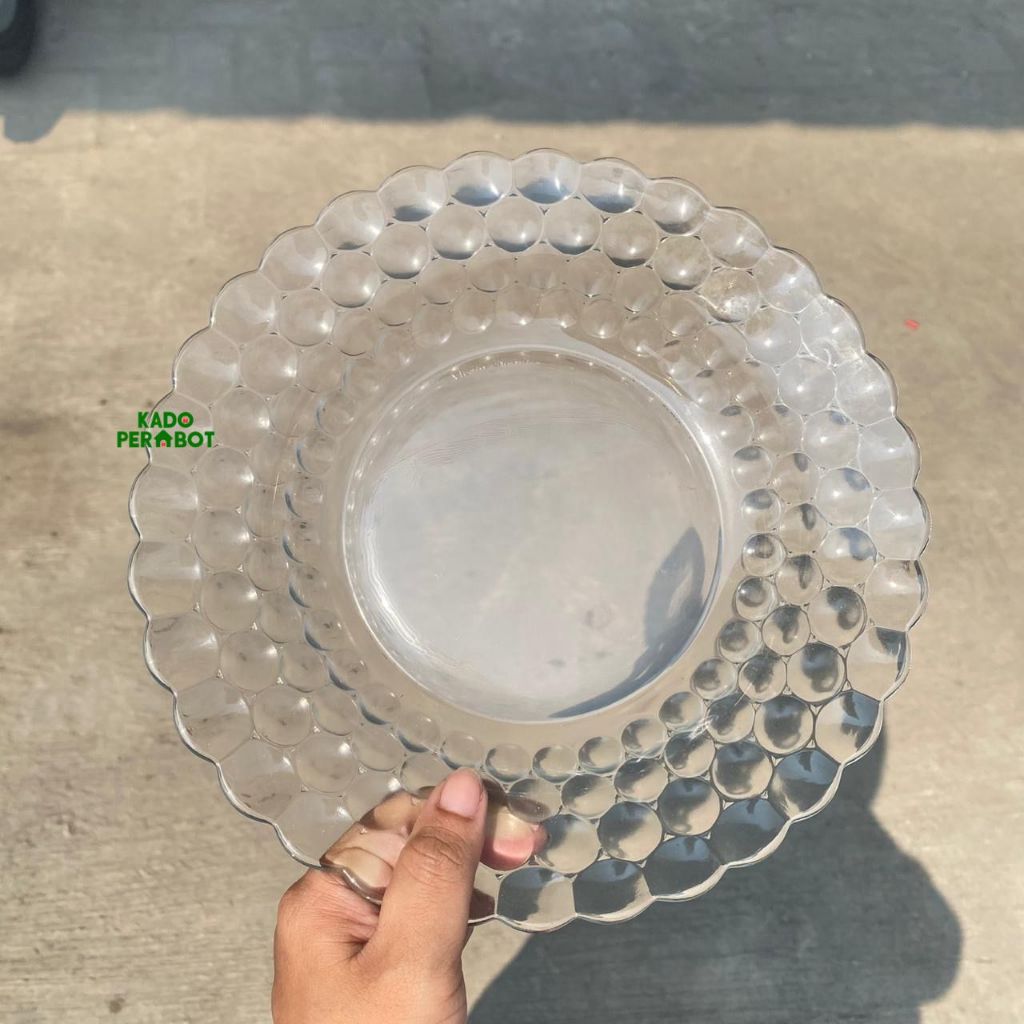 6 PCS PIRING KACA TOTOL ANYAM POLOS Piring Makan Beling Piring Cantik Piring Kaca Souvenir Piring Em