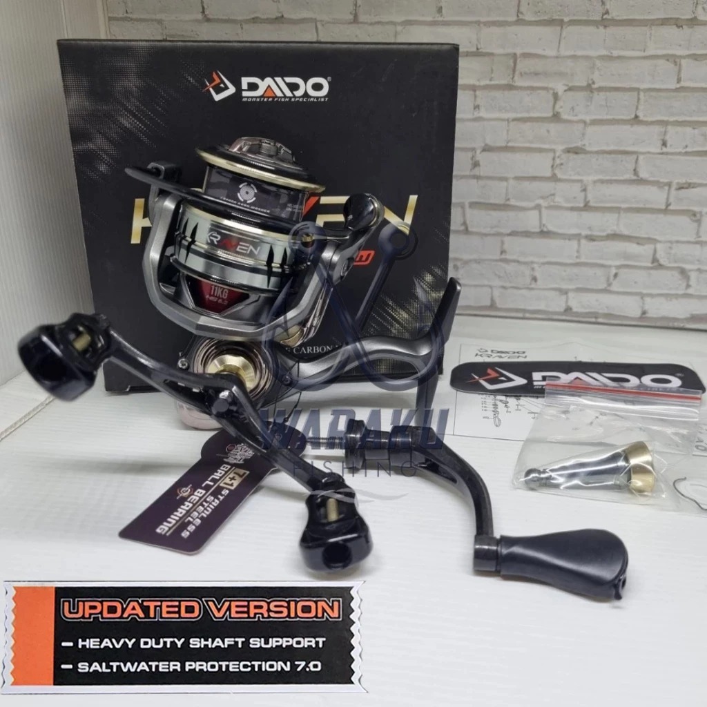 Reel DAIDO KRAVEN Power Handle Kualitas SW (Bonus Handle Carbon + Reel Stand) | VERSI TERBARU
