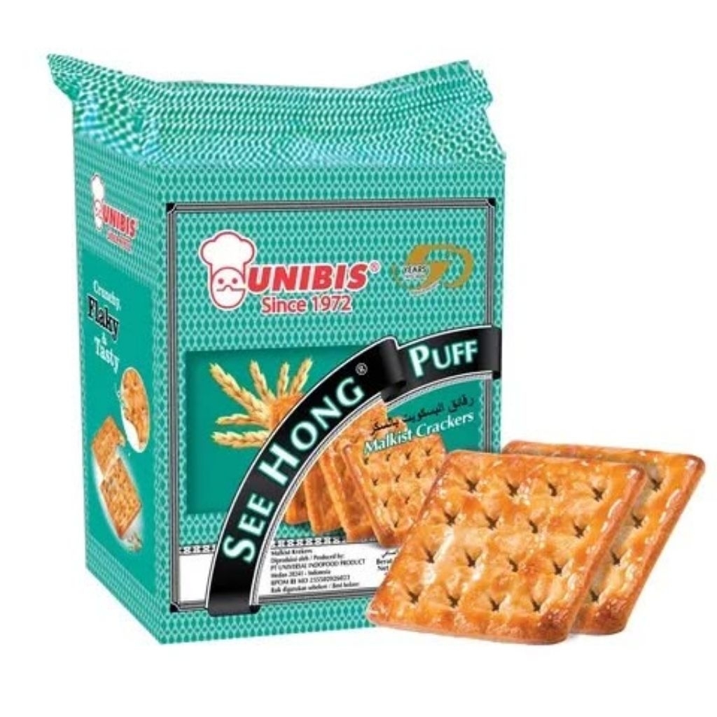 Unibis See Hong Puff Malkist Crackers - Biskuit Kreker Renyah & Gurih Camilan Keluarga