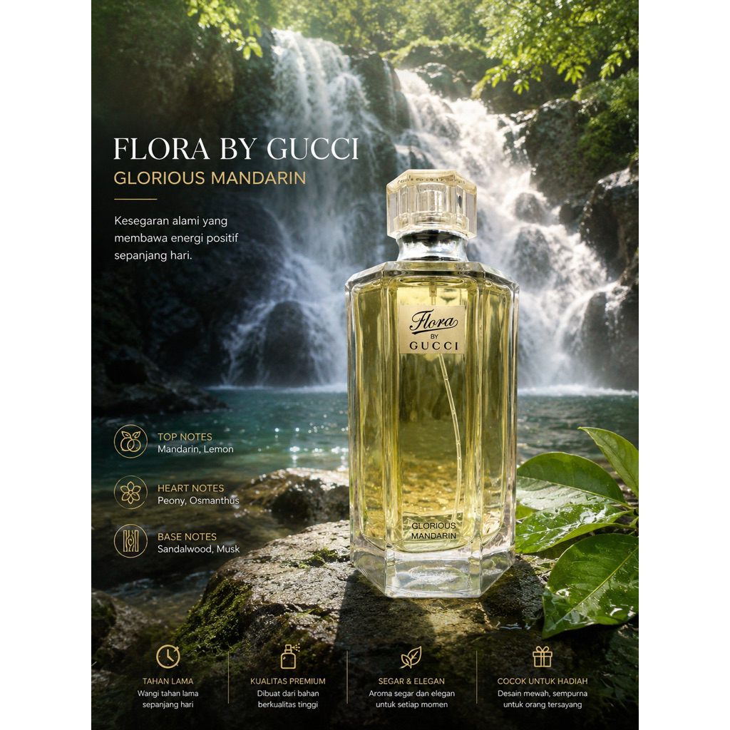 Parfum wanita guccong flora glorious mandarin tanpa pita 100ml edt non box