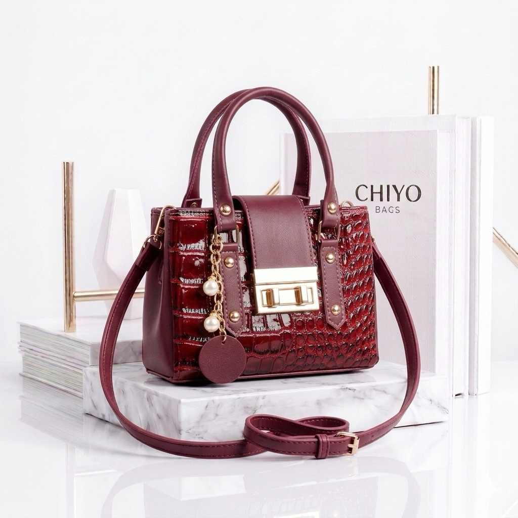 MAYLENA CHIYO BAGS Tas selempang bahu dan tenteng wanita dua ruangan bahan croco glossy berkualitas 