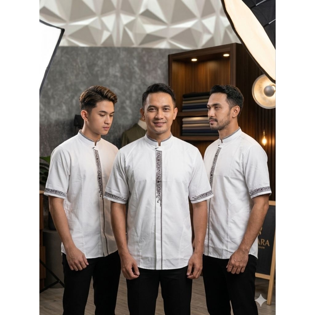 Koko Syamil - Baju Koko Modern| Bahan Katun Premium Lengan Pendek