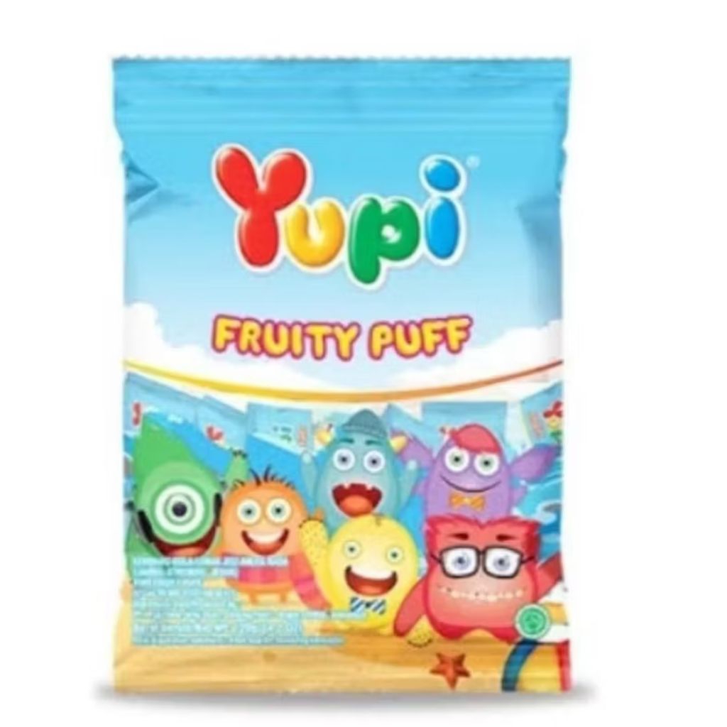 YUPI FRUITY PUFF 1 BUNGKUS| GUMMY CANDY YUPI | YUPI PERMEN/YUPI FRUITY PUFFpermen yupi kiss 120gr