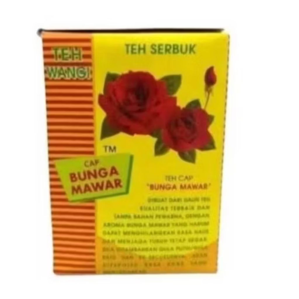 TEH BUBUK CAP BUNGA MAWAR 50 GRAM / TEH WANGI CAP BUNGA MAWAR / MAWAR 10 KOTAK/Teh serbuk cap Mawar 