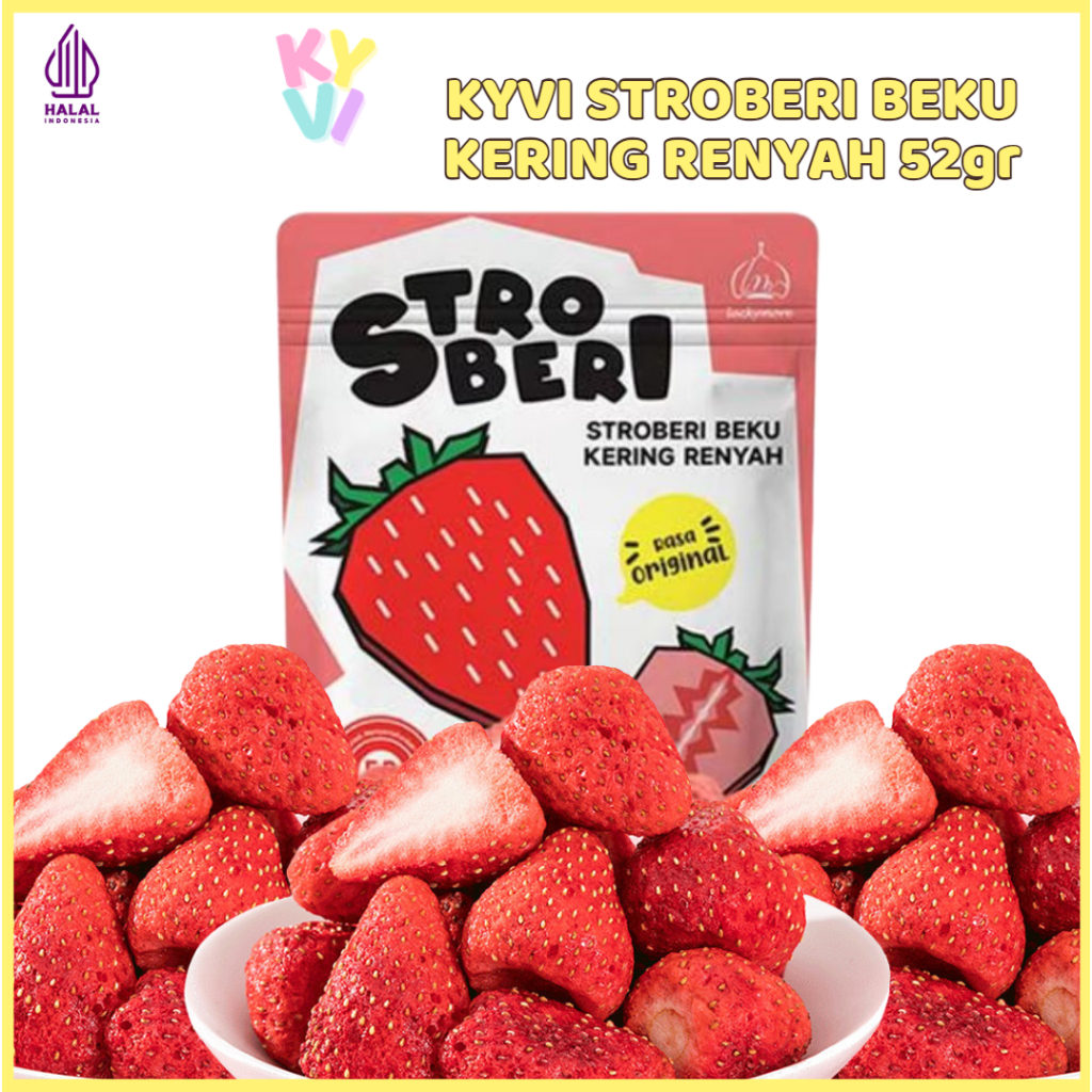 HALAL Stroberi Beku Kering Renyah 52g | Freeze Dried Strawberry Crispy Snack Manis & Renyah