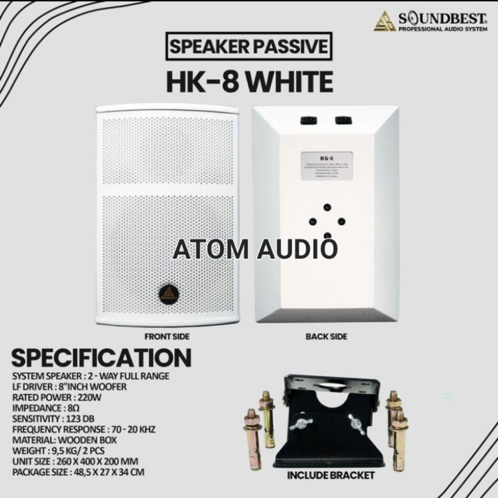 SPEAKER PASIF 8 INCH SOUNDBEST HK-8 ORIGINAL