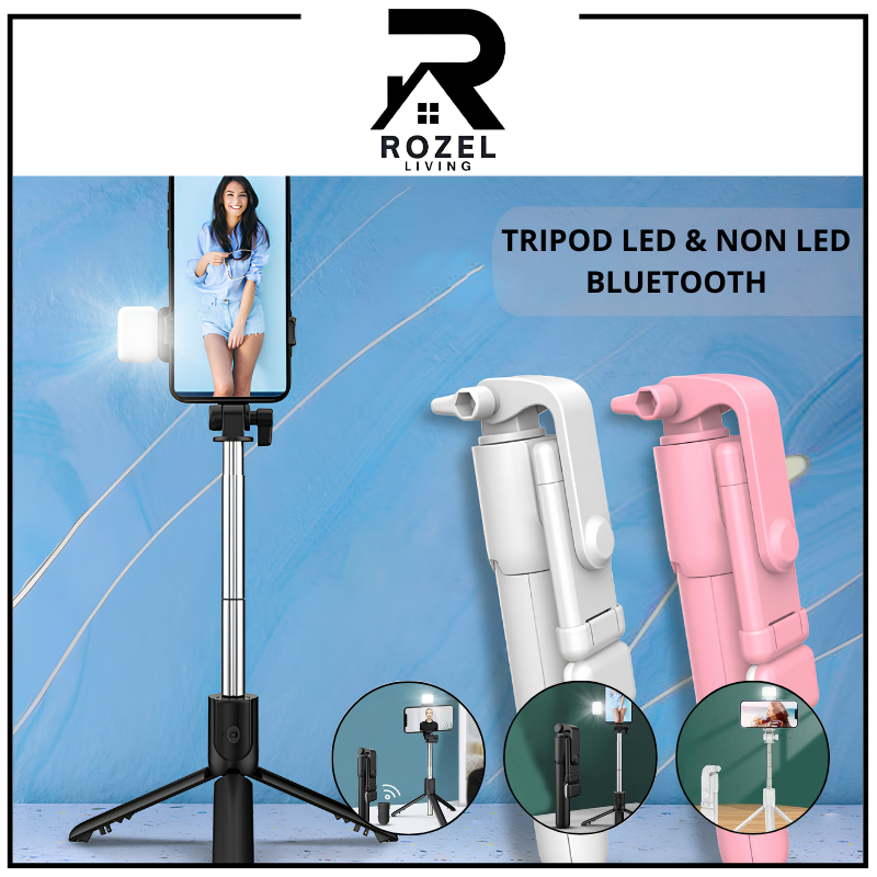 ROZEL  Tripod Led & Non Led Selfie Stick Tongsis Bluetooth Tongkat Selfie Bluetooth Plus Remot Selfi