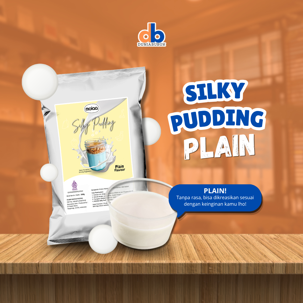 PLAIN SILKY PUDDING 500 GRAM / Bubuk Puding Tanpa Gula Tanpa Rasa / Instant Premix Premiks - MOIAA X