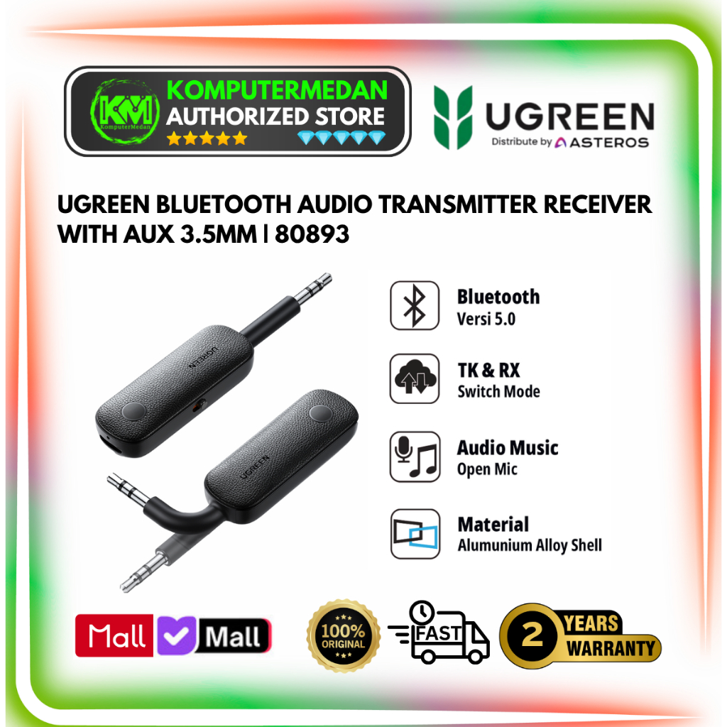 UGREEN Bluetooth Audio Receiver Transmitter Kabel Aux Mobil 80893