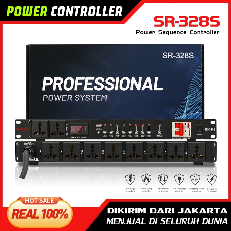 NEW BAXS Manajer listrik  SR-328S 40 Amp power controller 8-channel audio time system power is appli
