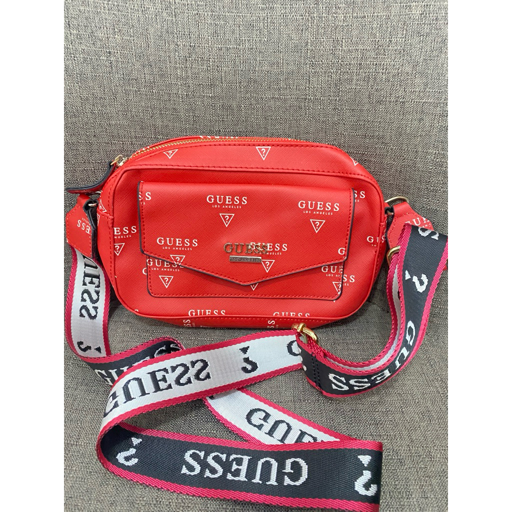 Tas Guess  Merah Sling Bag Kekinian | Shoulder Bag Aesthetic Viral | Tas Cewek Stylish Murah