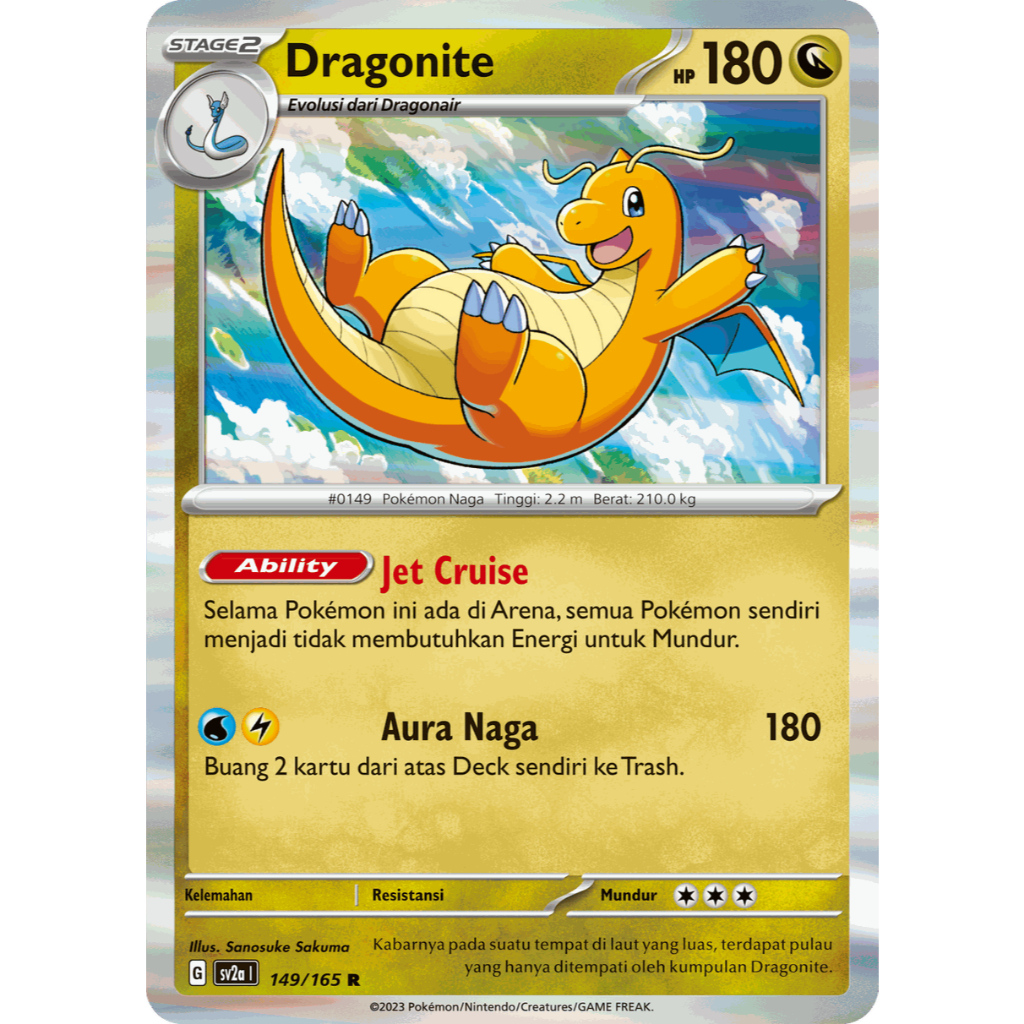 Dragonite Holo R 149/165 Pokemon 151 SV2a - KARTU POKEMON TCG INDONESIA