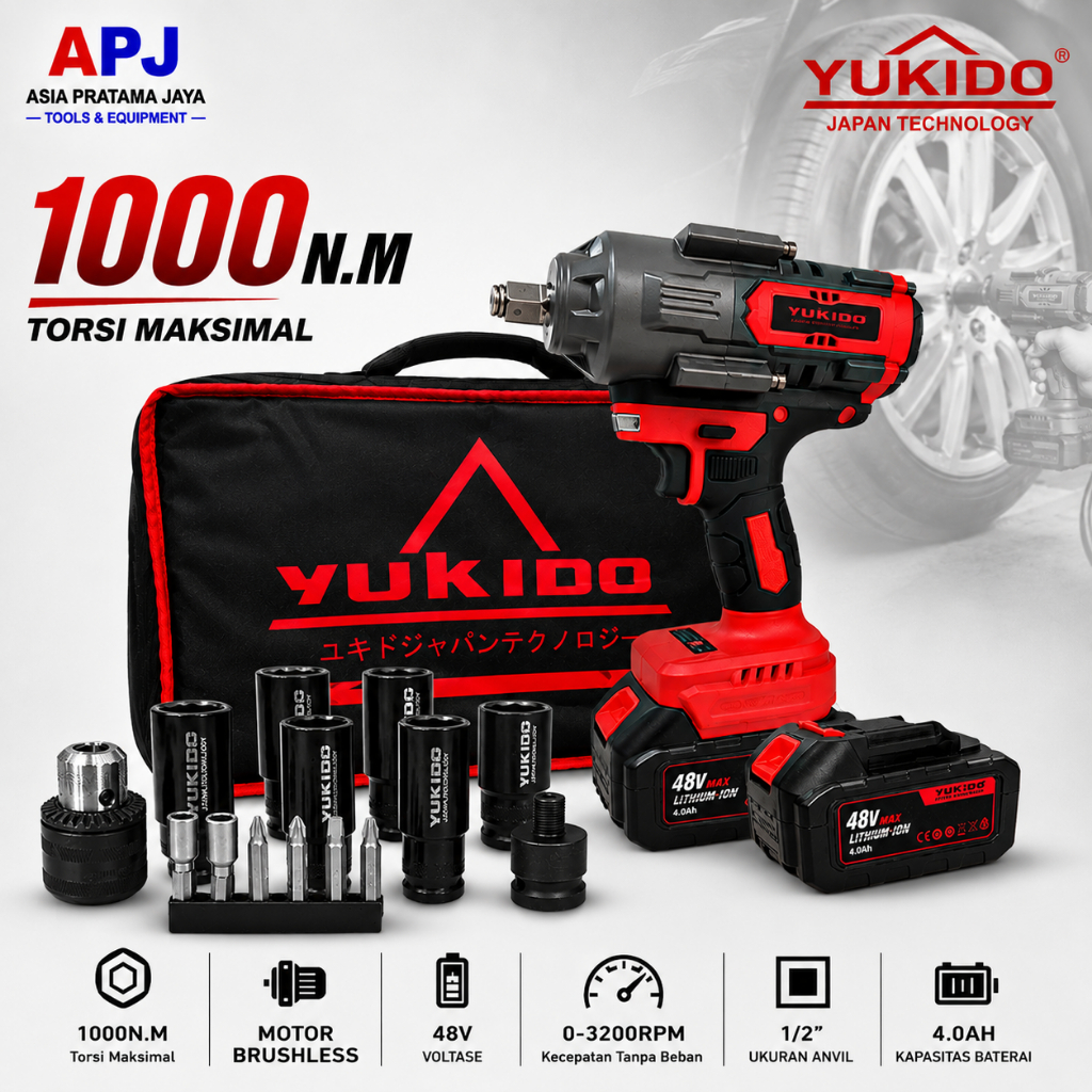 Impact Wrench Cordless 88V 600NM Brushless Bor Impact Baterai Mesin Impact Buka Baut Cordless Electr