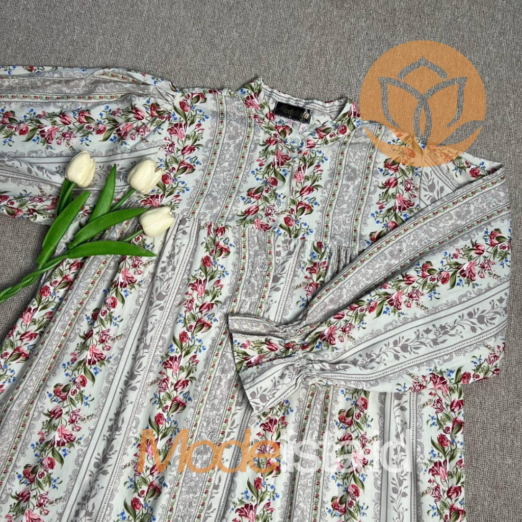 Kaleela Gamis Bahan Rayon Jumbo LD 130 Kancing Depan Busui by Modelista ID