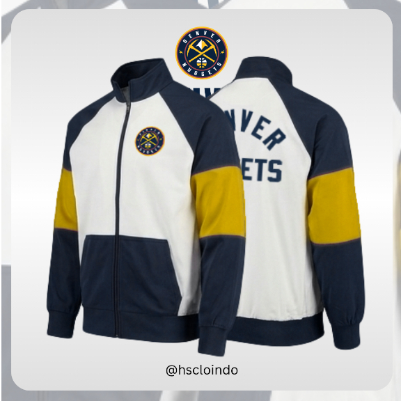 Jaket XS-5XL DENVER NUGGETS Tracktop Jacket NBA Basketball Team Western Conference Bahan Katun Fleec