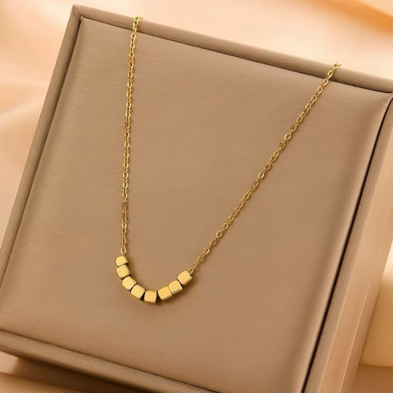 Perhiasan Twilight-Kalung titanium geometris kubus sederhana grosir [COD]
