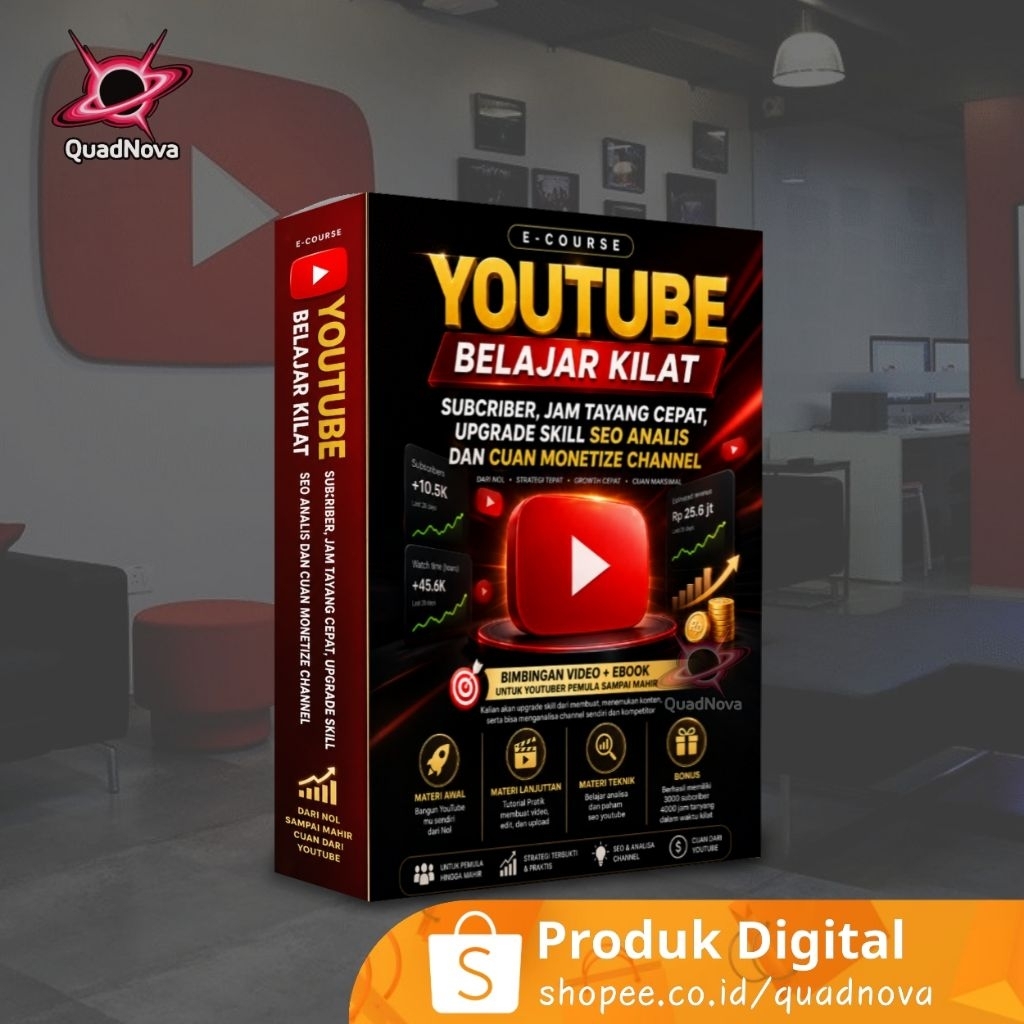 Ecourse Youtube Kelas Kilat Subcriber Jam Tanyang Cepat Upgrade Skill SEO Analis dan Cuan dari pengh