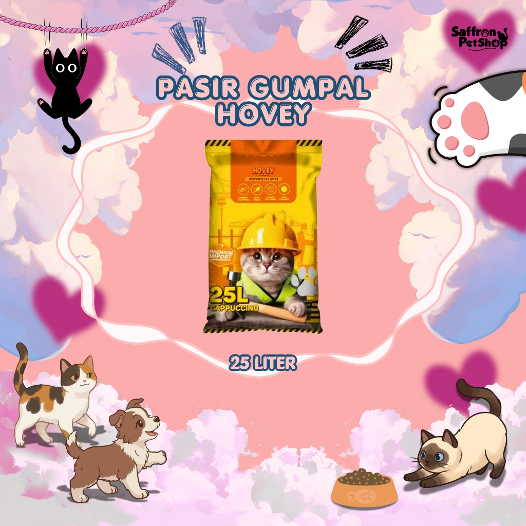 PASIR KUCING GUMPAL HOVEY 25 LITER - PASIR GUMPAL WANGI