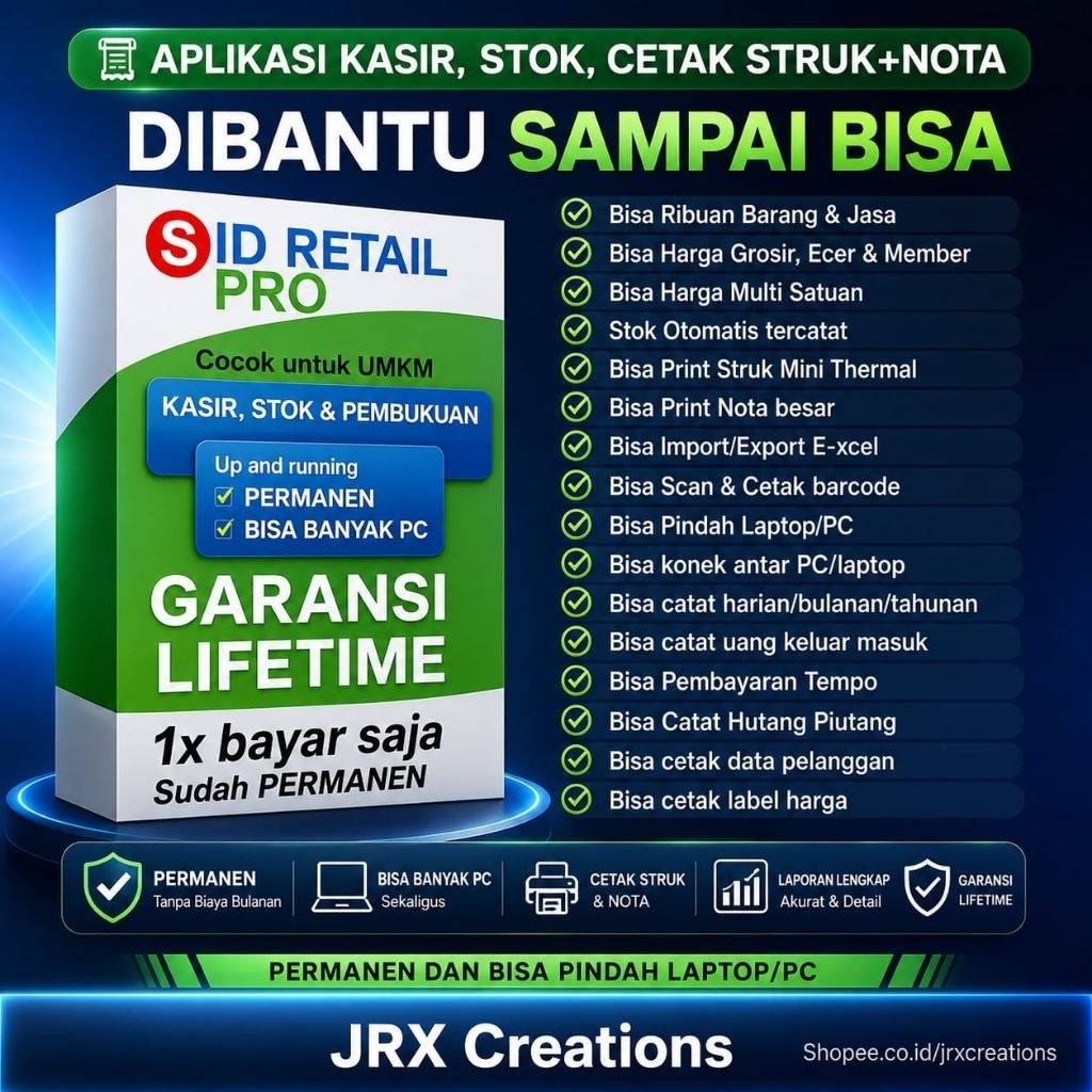 Aplikasi Kasir SID Retail Pro Untuk Toko Minimarket ORIGINAL POS Full Verison Lifetime Komputer Klon
