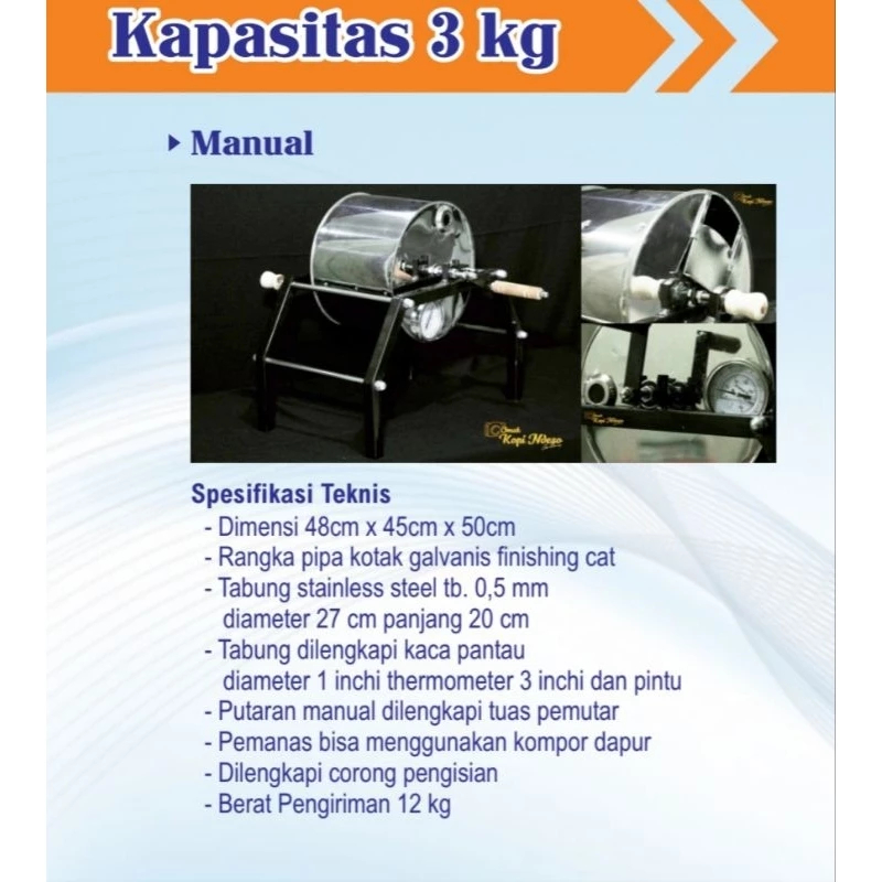 Coffee Roaster • Alat Roasting Kopi • Alat Sangrai Kopi • Roaster Kopi • MANUAL 3 Kg