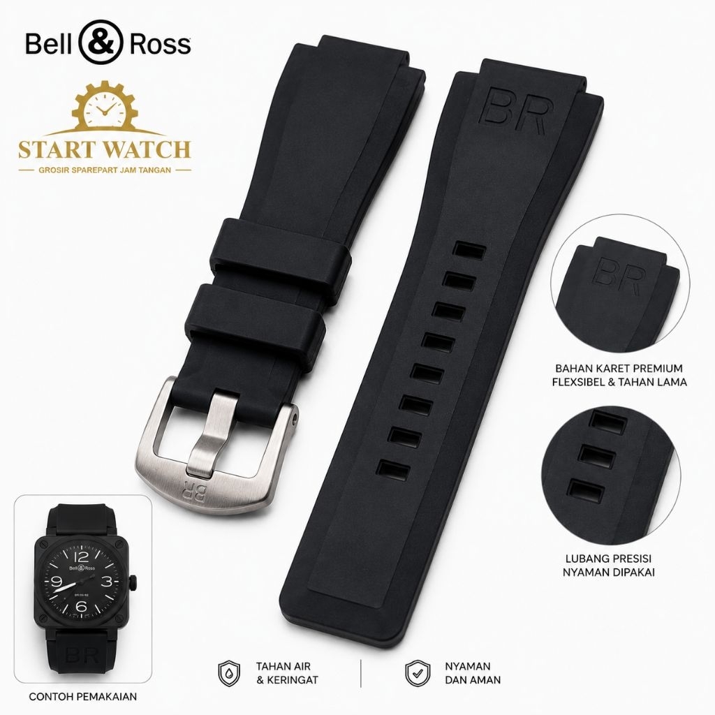 Tali Jam Rubber Silicon Bell Ross Bell&Ross  BR strap tali jam bell n ross