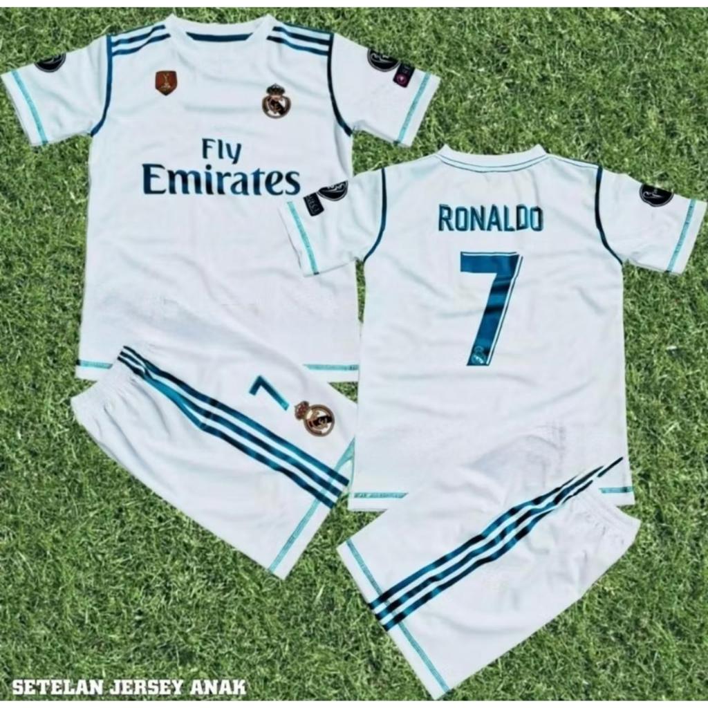setelan baju bola anak real madrid versi mbappe untuk usia 6 bulan - 15 tahun uniseks cowok cewek