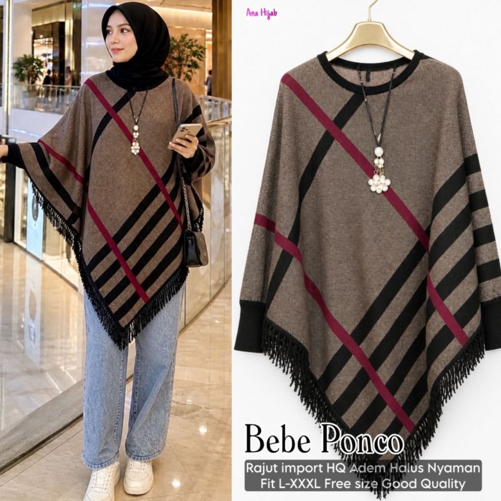 ANA HIJAB - Bebe Ve Ponco | Atasan Ponco Wanita Rajut Premium Kekinian