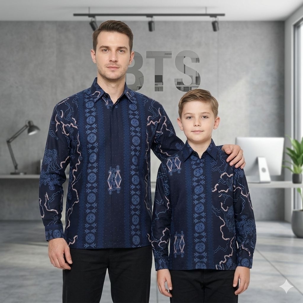 New Couple Ayah Anak Motif Raja Ampat Bahan Katun Premium Lengan Panjang Lapis Furing