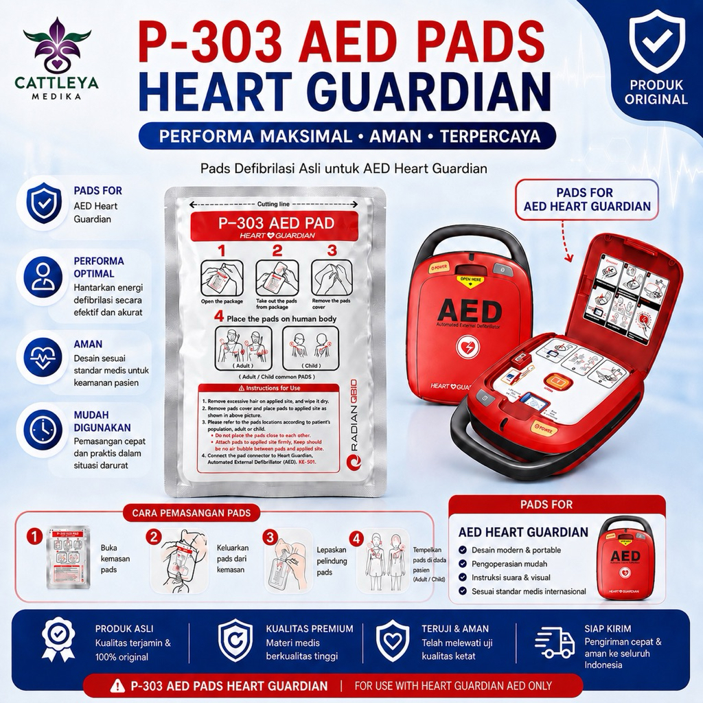 Pads AED Heart Guardian HR 501 / Aed Pad P-303 HeartGuardian