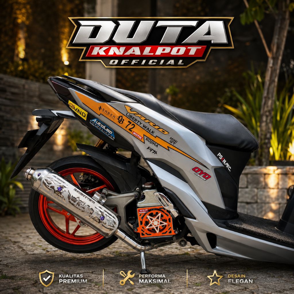 Knalpot Kinochi Cover Nusantara Stainless Terbaru Original Kr49 Bass Gahar Untuk Motor Aerox Beat Mi