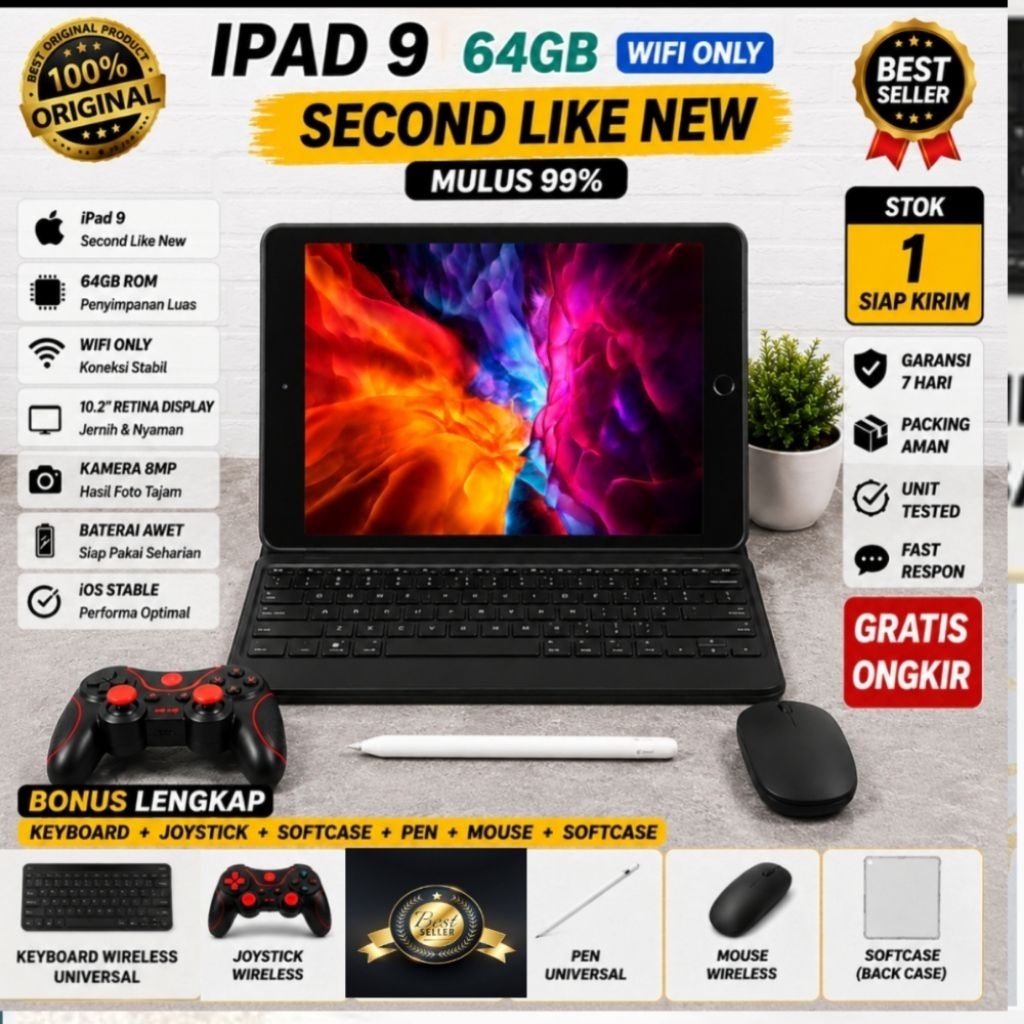 CUCI GUDANG IPAD 9 64GB | BONUS BERLIMPAH | WIFI ONLY | SECOND ORIGINAL