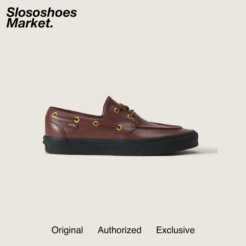 Vans 2 Eyelet Boat Shoe Leather Brown Black