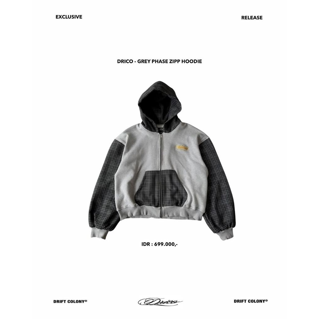 DRIFT COLONY/DRICO GREY PHASE ZIP HOODIE