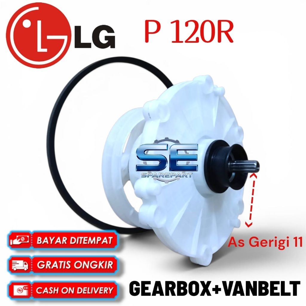 Set Gearbox Plus Vanbelt Mesin Cuci LG 2 Tabung Gigi 11 P120r - LG P120R