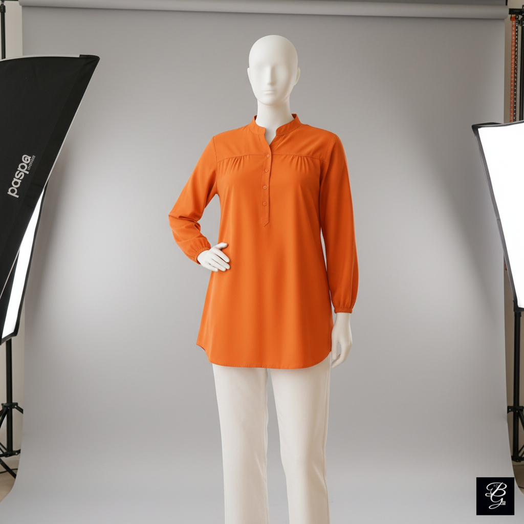 Boutique Ghaniyah Baju Atasan Wanita Terbaru Blouse Orange Polos Katun Kekinian Ukuran Standar Sampa