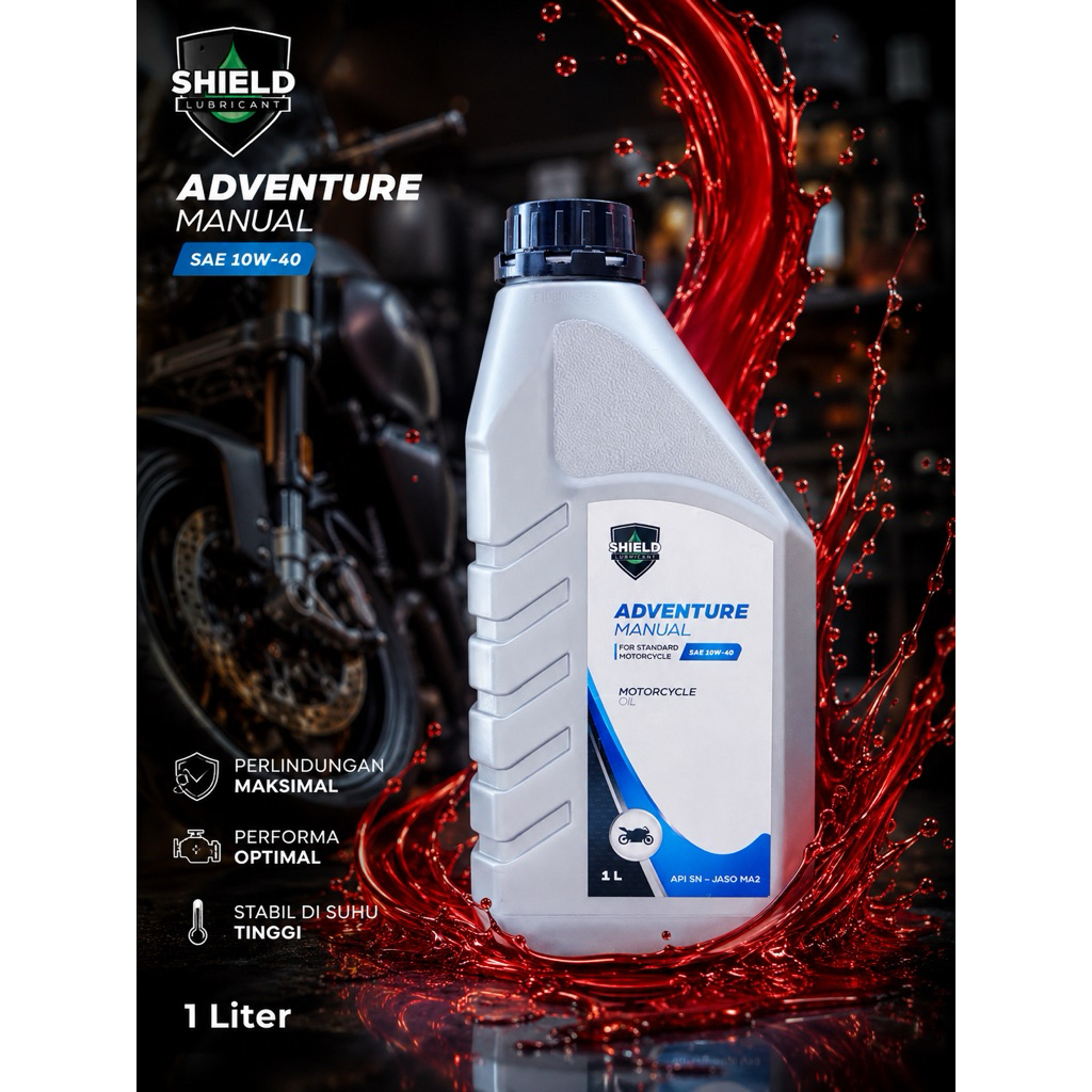 Oli Shield Adventure Manual SAE 10W-40 API SN Motorcycle 1 L