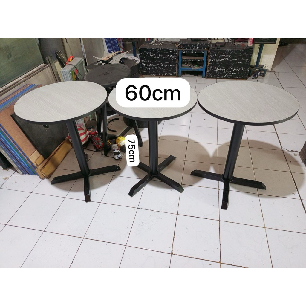 meja cafe kaki besi /meja cafe estetik/ meja papan bulat