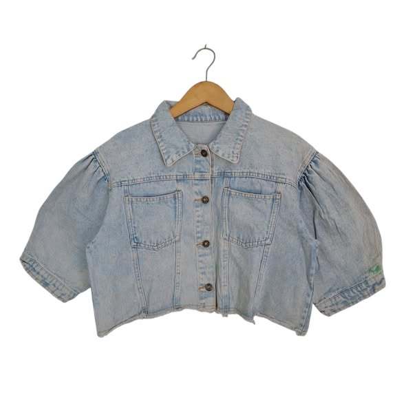 Kemeja Jeans Denim Pundak Puffy Light Blue (KODE : B156- 11)