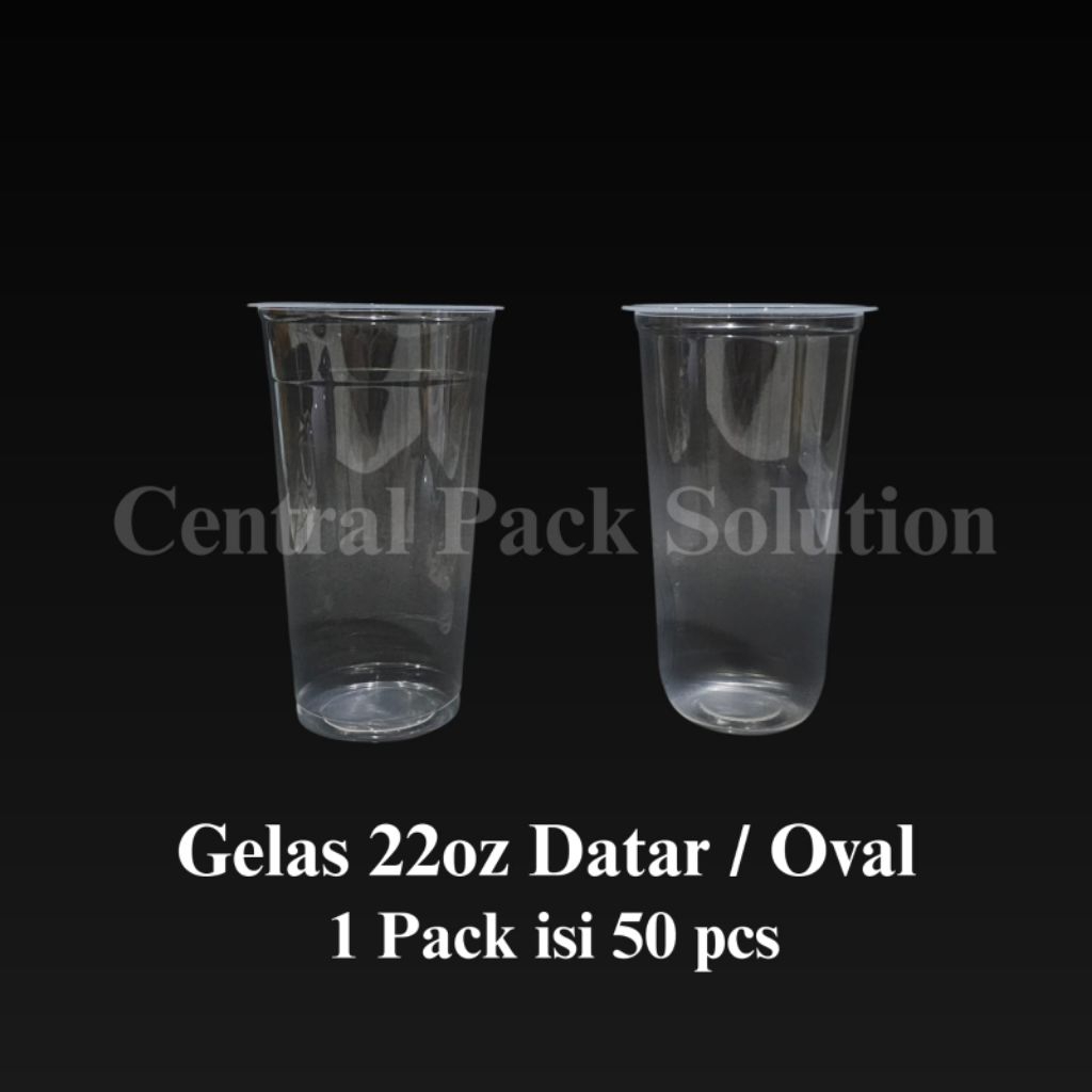 Gelas Plastik 22 oz Datar / Oval, Gramasi 7gr