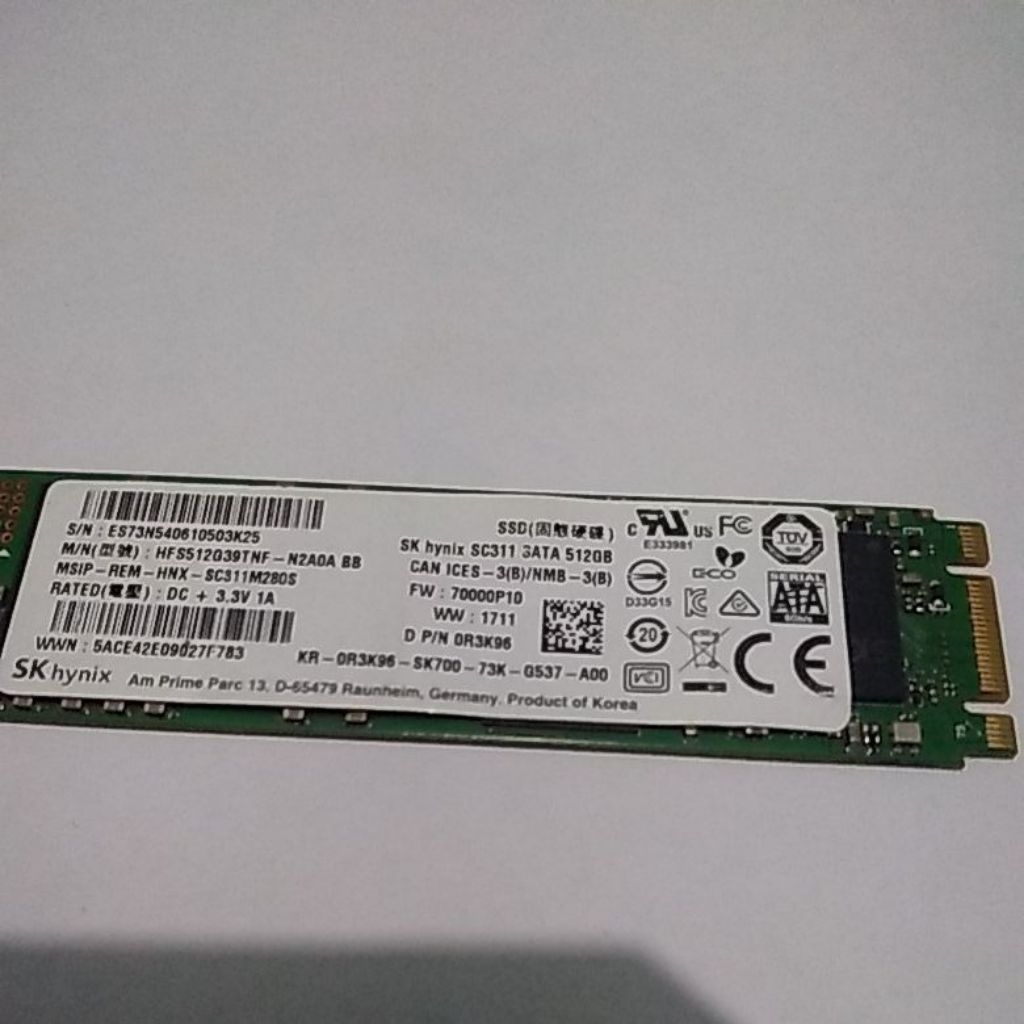 SSD M2 SATA 512GB sentinel 98% merek SK HYNIX