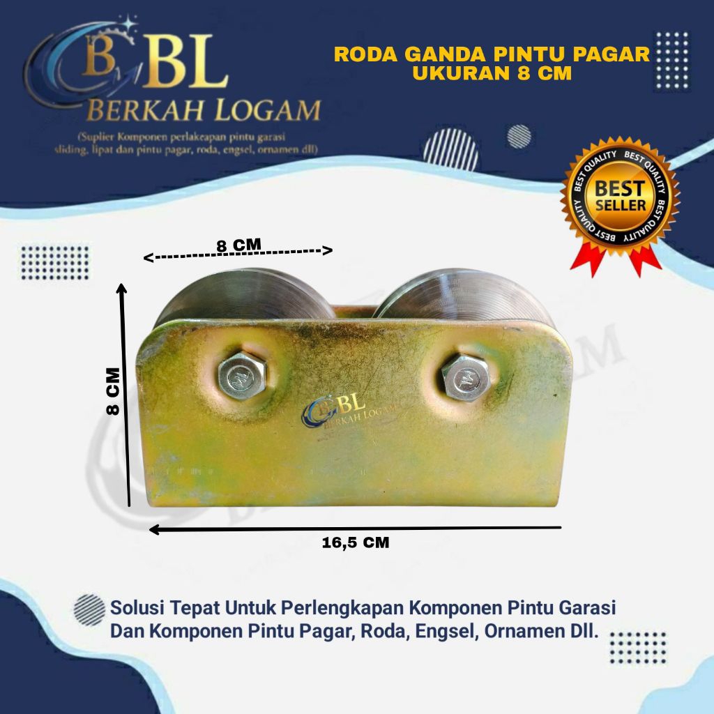 Roda Ganda Pintu Pagar Ukuran 8 cm Besi Super / Roda Double Pintu Pagar
