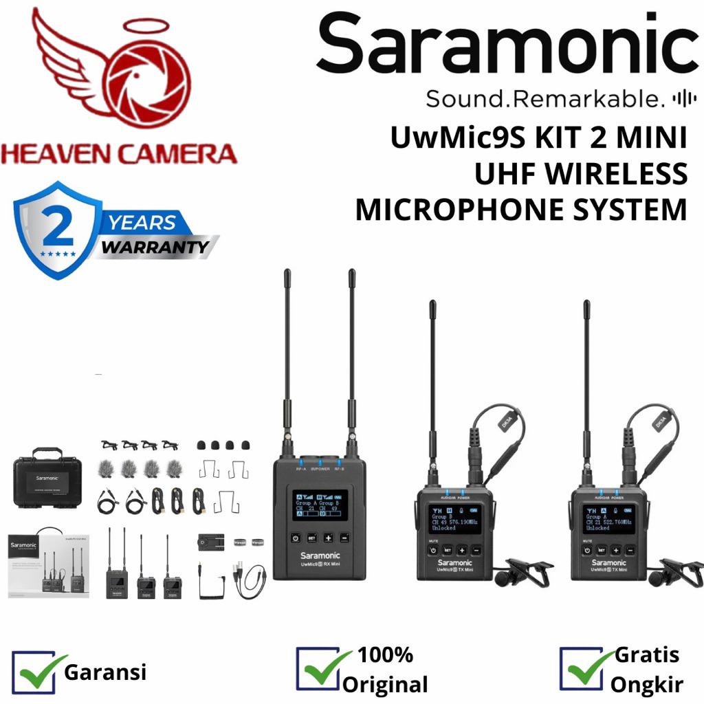 Saramonic UwMic9S Kit2 Kit 2 Mini UHF Wireless Microphone System