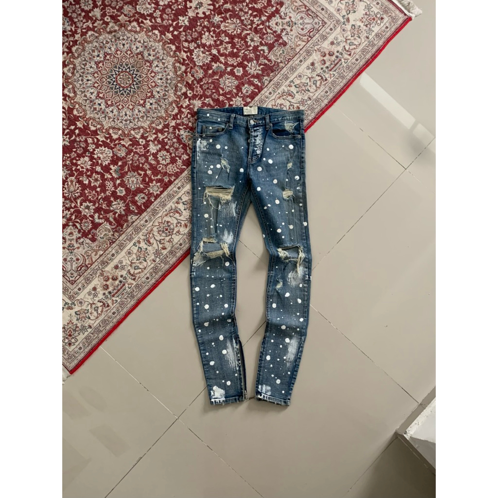 Fear Of God Skinny Zipper Paint Jeans