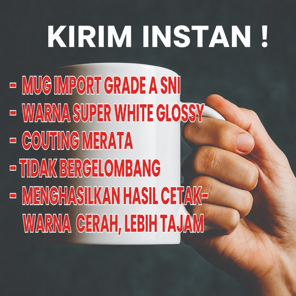 MUG POLOS COATING I( SUBLIM) MPORT SQ ONE INSTAN gosend BANDUNG