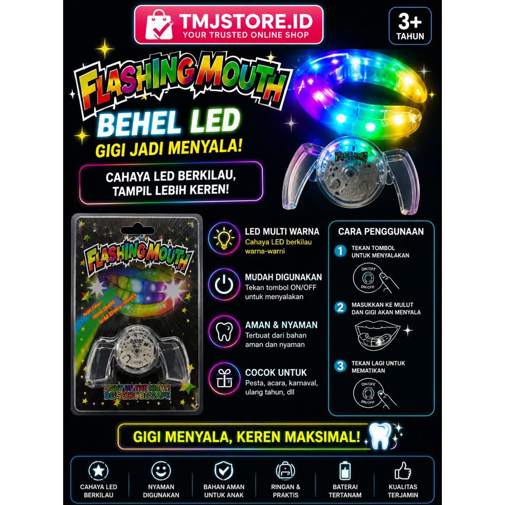 BEHEL LED GIGI/MAINAN GIGI NYALA/GIGI LED/FLASHING MOUTH