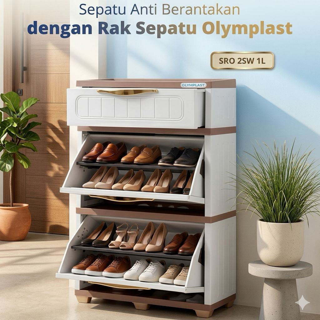 Olymplast Lemari Sepatu Plastik Rak Sepatu Plastik Shoes Rack Olymplast SRO 2SW1L Lemari Sepatu Plas